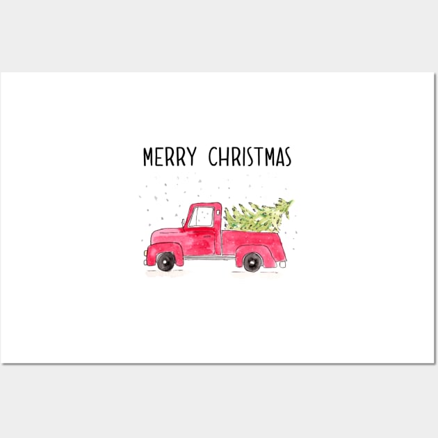 Red Christmas Truck Wall Art by Harpleydesign